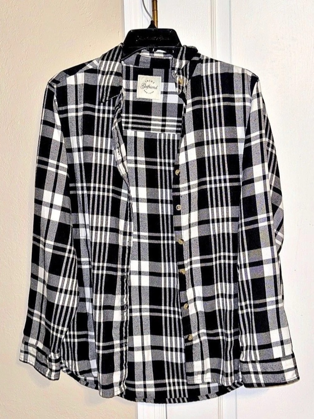 Jackson Girlfriend Plaid Button Down in Black & White Like New